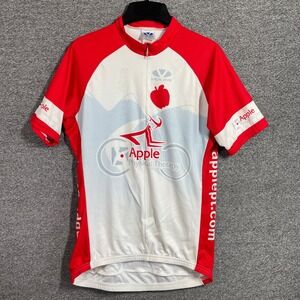 Voler Apple Physical‎ Therapy Cycling Jersey Mens Large Red White Full Zip USA